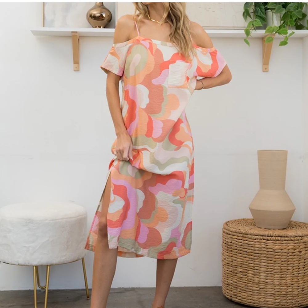 Sew in Love Printed Midi Dress Side Slit‎
